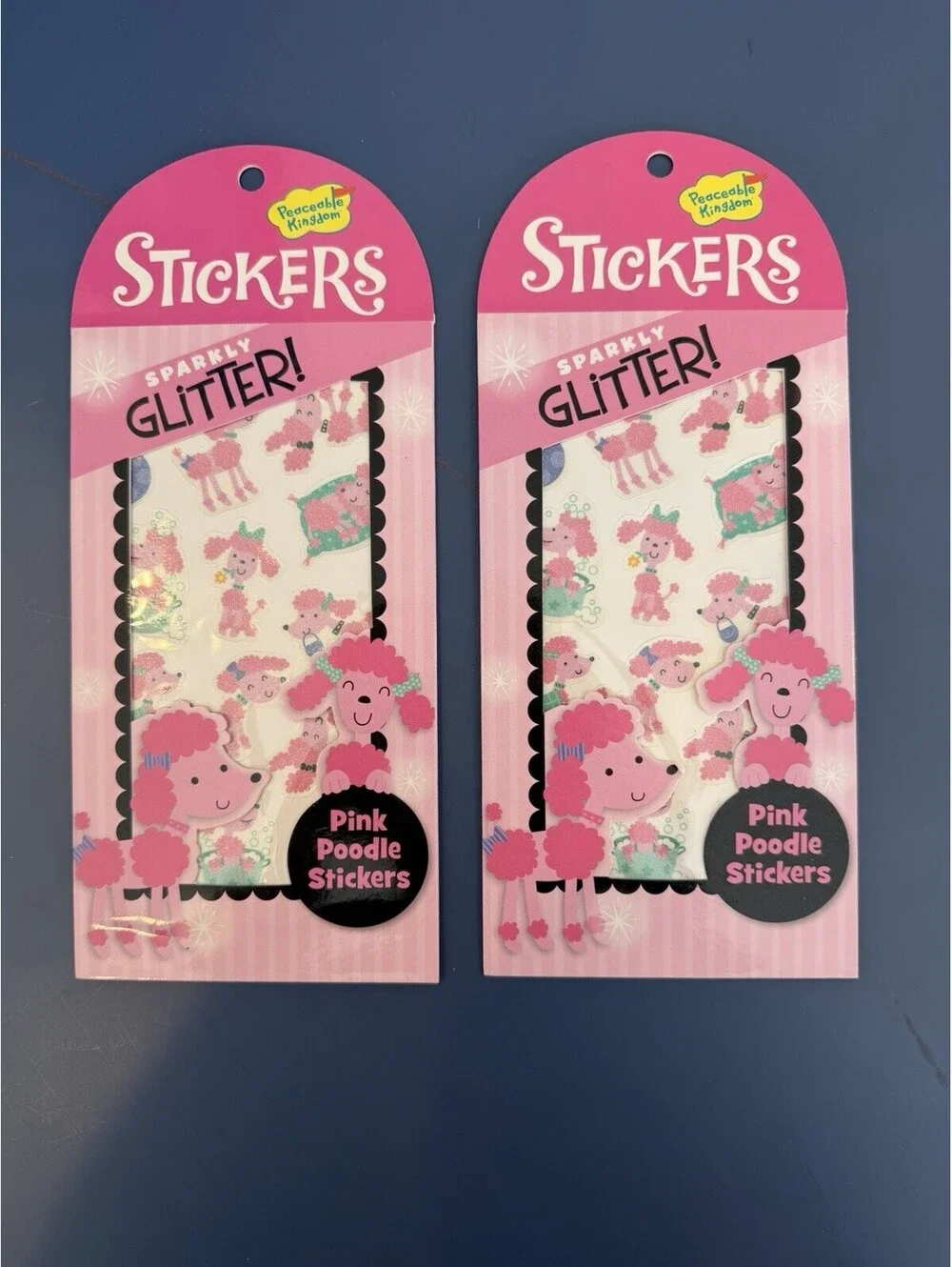 Rare Peaceable Kingdom Pink Poodle Stickers Sparkly Glitter 2 Packs New Sealed